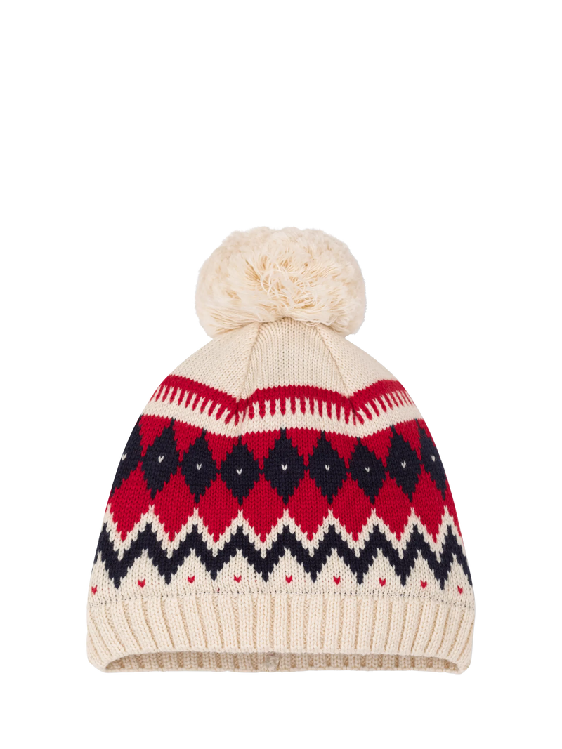 Petit Bateau Baby Wool Blend Bobble Hat, Avalanche/Multi - McGrocer