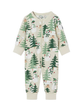 Polarn O. Pyret Baby Snowman Forest Print Sleepsuit, Natural/Multi - McGrocer