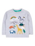 Frugi Baby Adventure Applique Top, Grey - McGrocer