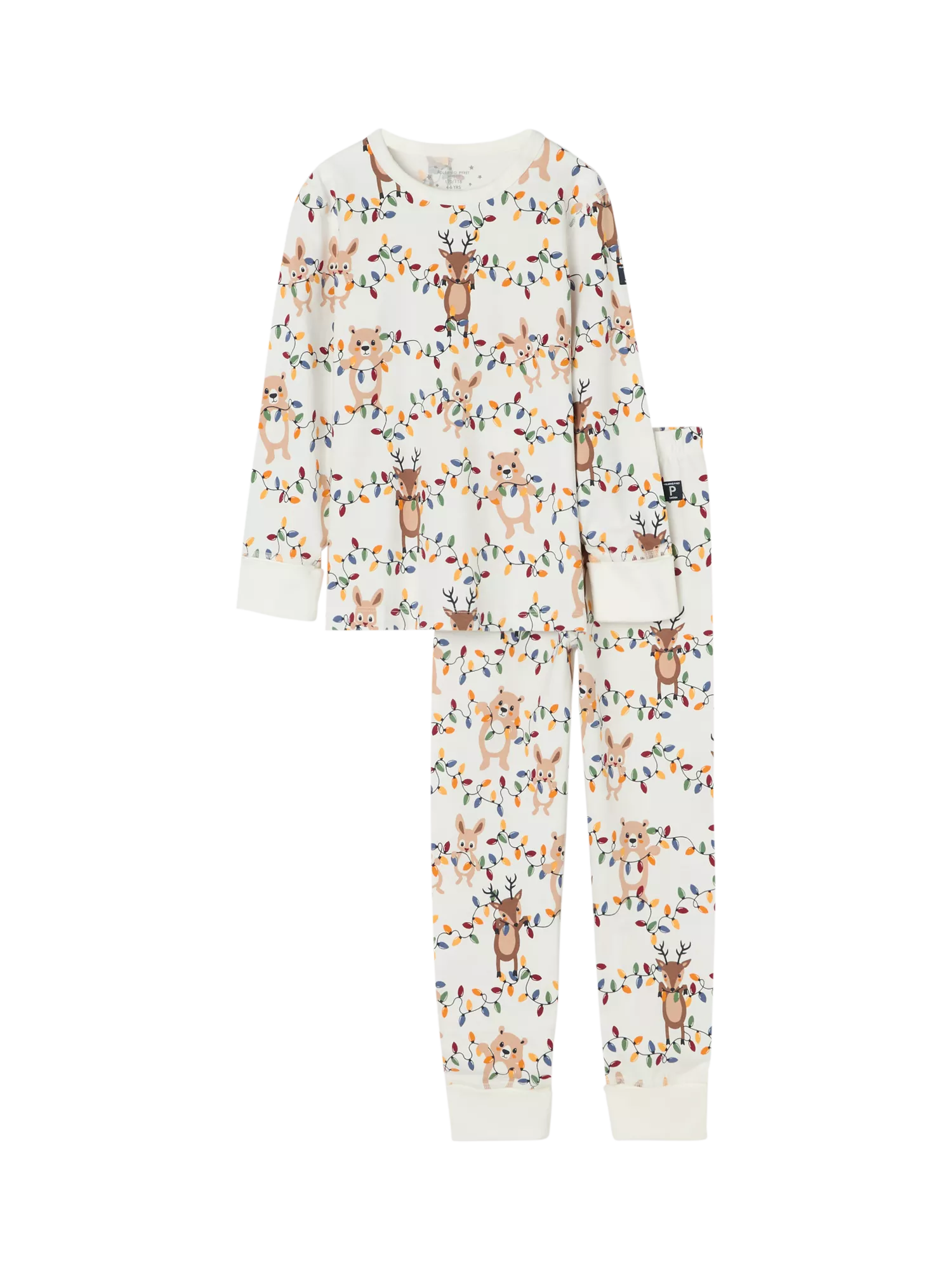 Polarn O. Pyret Kids' Christmas Lights Print Pyjama Set, White - McGrocer