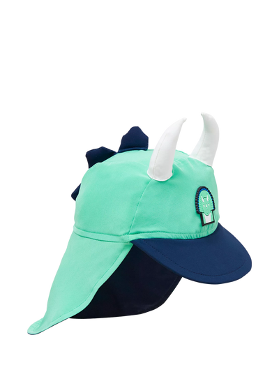 Kids' Sun Cap with Peak and Neck Protector, Green