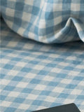 Piglet in Bed gingham linen fitted sheet, imported from the UK