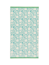Land & Shore Rowallane Floral Blue Bath Towel with Red and Green Hem