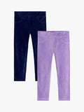 Kids Corduroy Jeggings Pack of 2 in Lilac and Navy