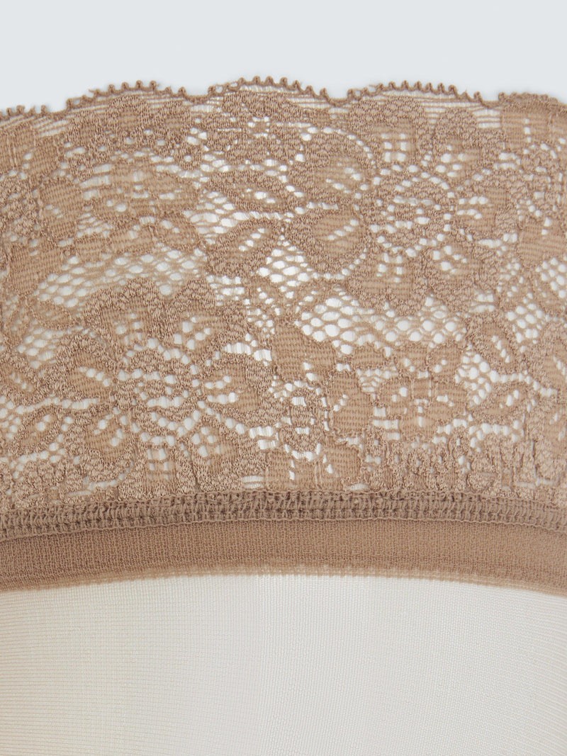 John Lewis 15 denier lace hold-ups in almond, pack of two, UK version