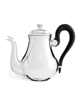 Silver-Plated 3-Piece Tea Set with Wooden Handles and Art Deco Knobs