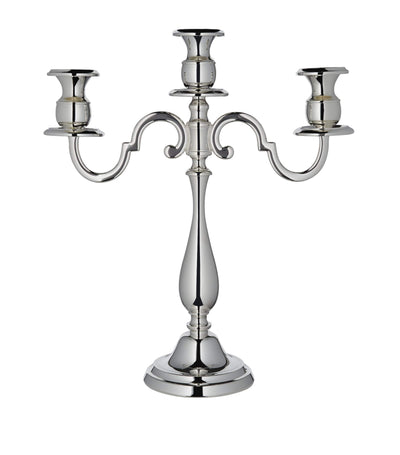 Greggio Three-Arm Candelabra Silver Plated Candle Holder