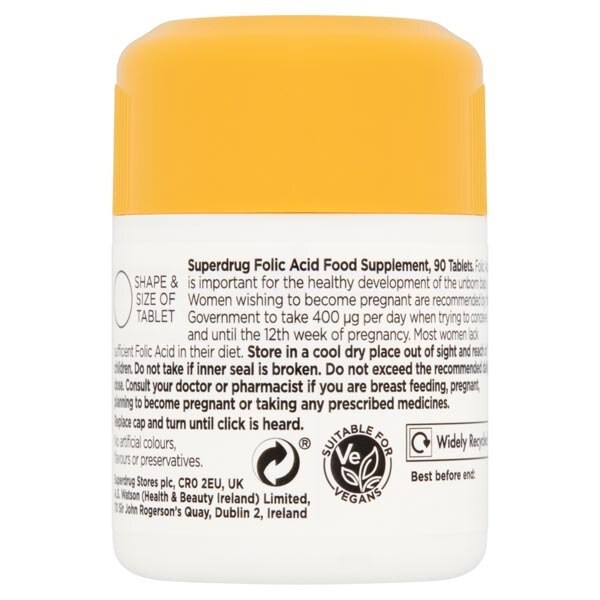 Superdrug Folic Acid - 90 Tablets GOODS Superdrug