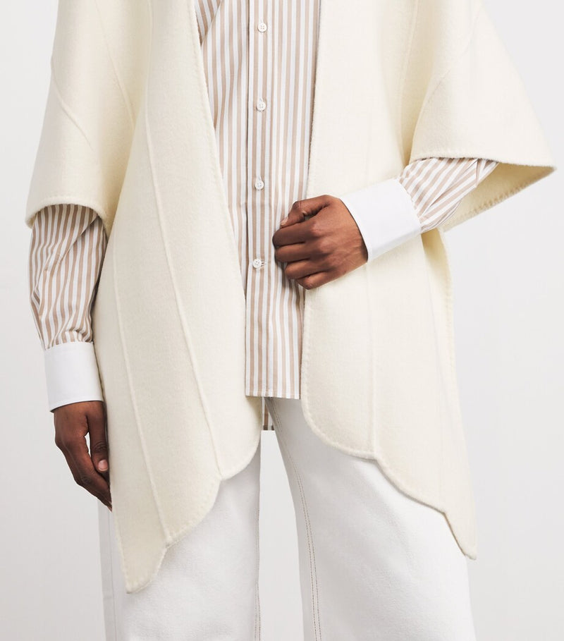 100% Cashmere Long Sleeve Stole with Panelling and Scalloped Edges