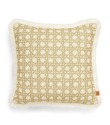 Poodle & Blonde Fringed Rattan Cushion 50cm x 50cm