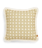 Poodle & Blonde fringed rattan cushion 50cm x 50cm, imported from the UK
