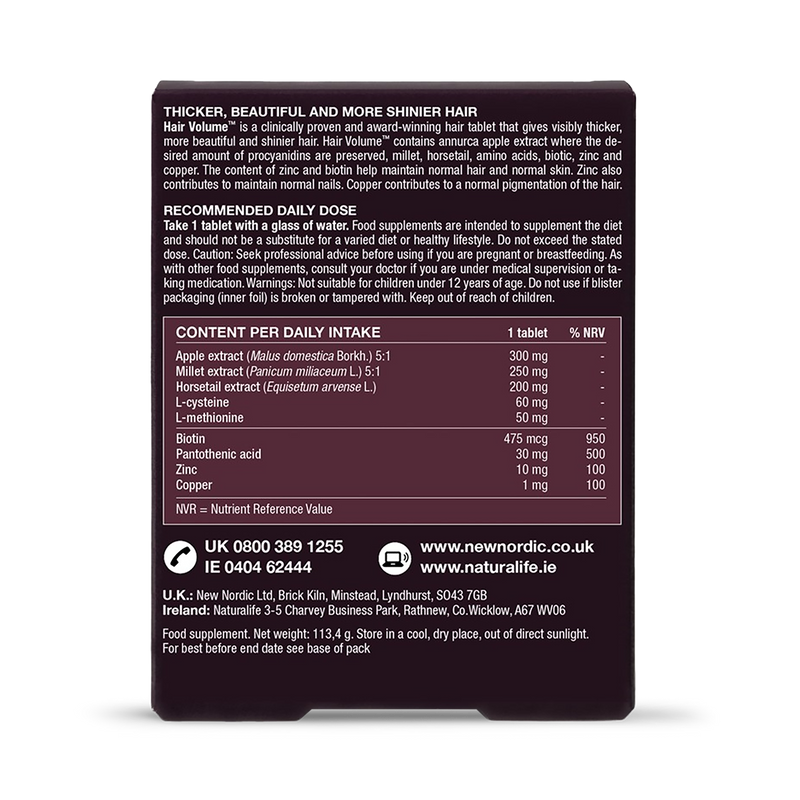 New Nordic Hair Volume Tablets 90 count imported from the UK