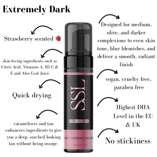 SSL Tanning self tan mousse extremely dark 150ml (British brand)