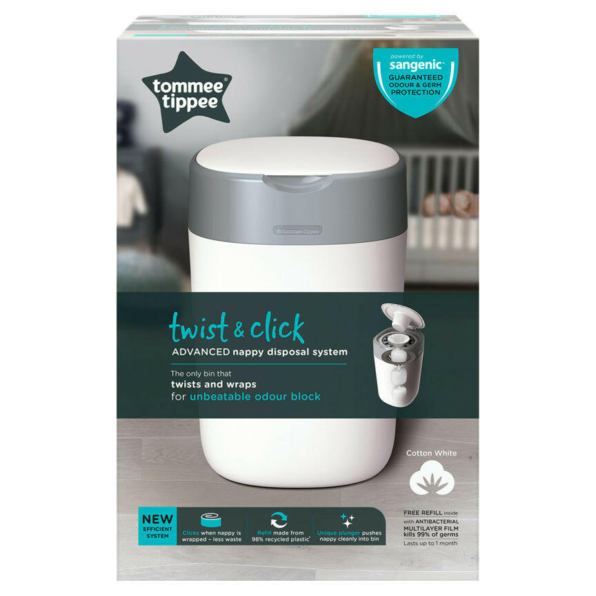 Tommee Tippee Twist & Click Advanced Nappy Disposal System White GOODS ASDA