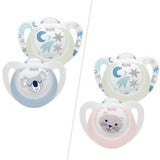 NUK Star Soother in blue or pink, imported from the UK