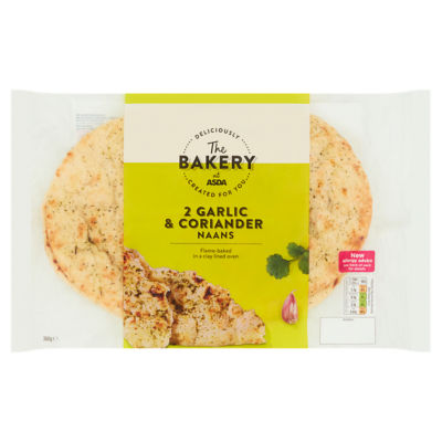 ASDA Garlic Coriander Naan 2 Pack 380g (British brand)