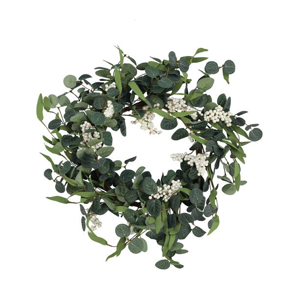 Livingandhome Artificial Eucalyptus Wreath Green 55cm, UK version