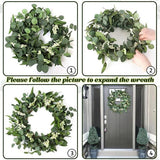 Livingandhome Artificial Eucalyptus Wreath Green 55cm, UK version