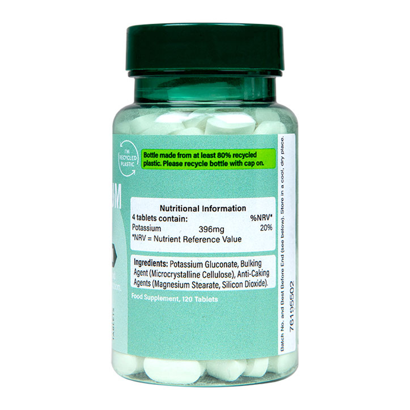 Potassium Caplets for Blood Pressure and Muscle Function Support 120 Tablets