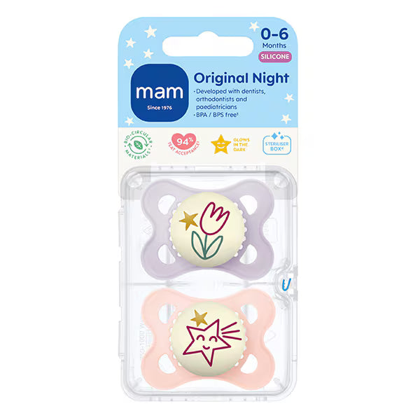 MAM Original Night Soother 0-6m 2 pack, imported from the UK