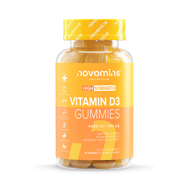 Novomins Vitamin D3 4000IU Mango Gummies 60, imported from the UK