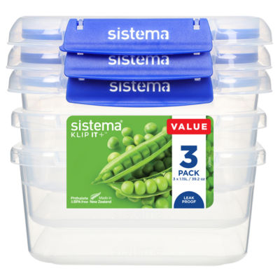 Sistema KLIP IT PLUS Food Storage Containers 3 Pack 1.15L (British brand)