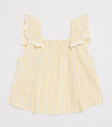 Sleeveless Cotton Stripe Blouse with Square Neck for Children 3-10 Years