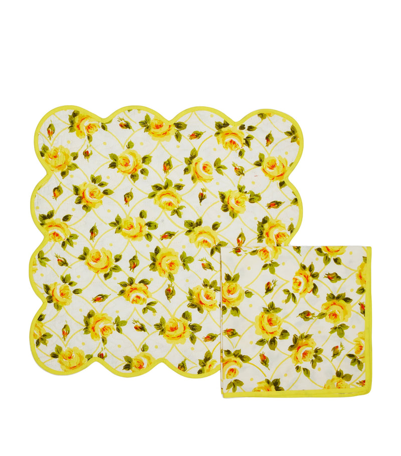 Loretta Caponi climbing rose print placemat and napkin set, UK version