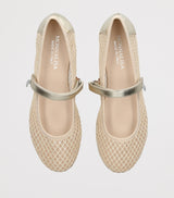 Mesh and Glitter Ballet Flats for Girls with Velcro Fastening