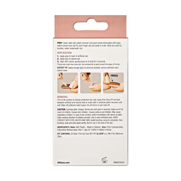 Kiss false nails nude 28 piece set - British product