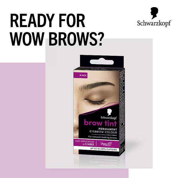 Schwarzkopf Permanent Brow Tint Black kit for natural looks (British brand)