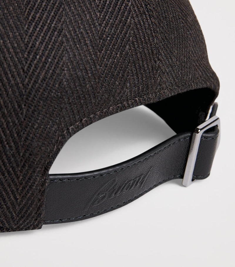 Brioni Alpaca Herringbone Baseball Cap