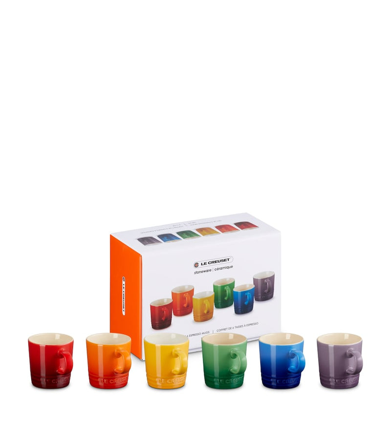 Le Creuset rainbow espresso mugs set of 6, UK version