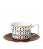 Wedgwood red geometric pattern teacup and saucer 220ml (British brand)
