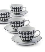 Prada Chequerboard Coffee Cup and Saucer Set (Set of 4)
