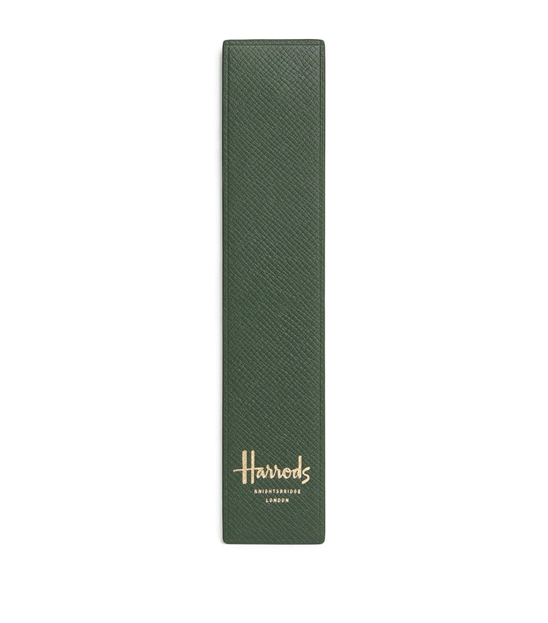 Harrods leather embossed-logo bookmark, UK version