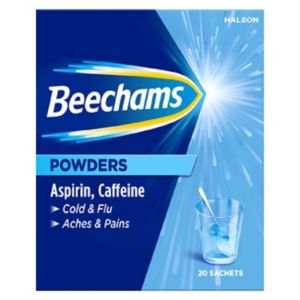 Beechams Cold and Flu Powder Sachets Aspirin Caffeine 20 Pack