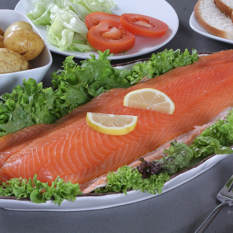 Coln Valley poached Scottish salmon dressed with smoked salmon 1.1kg - British product