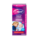 Calpol Infant Sugar Free Oral Suspension Strawberry Flavour 2+ Months Paracetamol Medicine 100ml