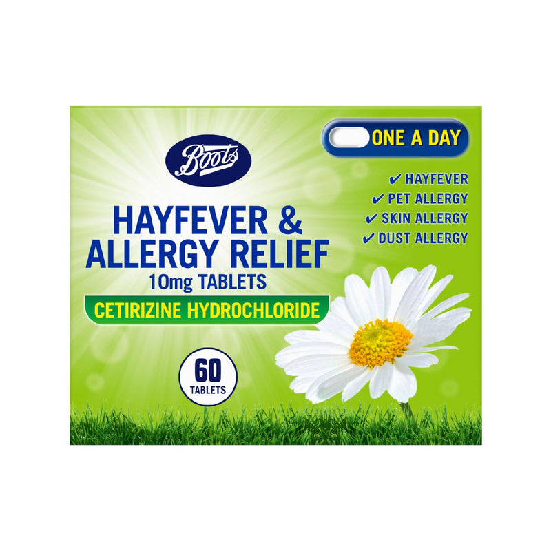 Boots Hayfever & Allergy Relief 10mg Tablets 60 - British product