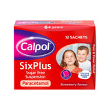 Calpol SixPlus Sugar Free Oral Suspension Strawberry Flavour 12x5ml Sachets
