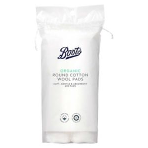 Organic Round Cotton Wool Pads 200 pads, imported from the UK