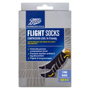 Boots Flight Socks 14-17mmHg Compression Size 9-12 - 1 Pair