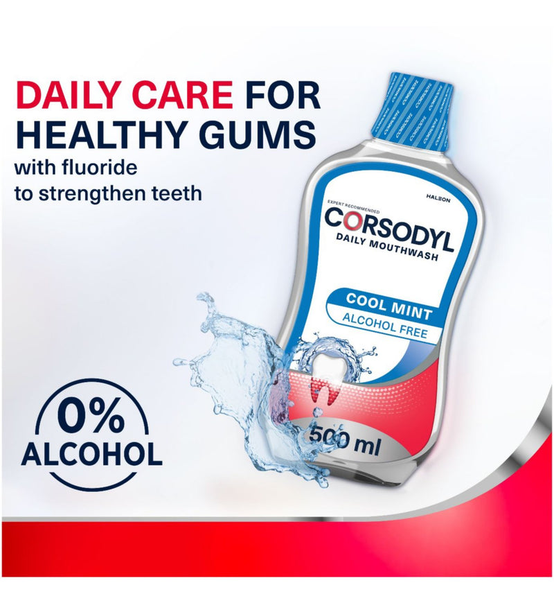 Corsodyl Daily Gum Care Mouthwash Cool Mint 500ml - British product