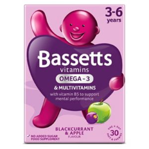 Bassetts Blackcurrant & Apple Flavour Multivitamins Omega 3 3-6 Years 30 Pack