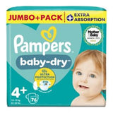 Pampers Baby-Dry Nappies Size 4+ 76 Pack 9-14kg