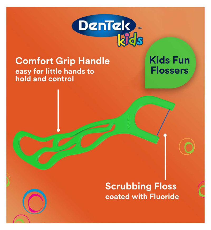 DenTek Kids Fun Flosser fruit flavoured dental picks 60 pack - British product