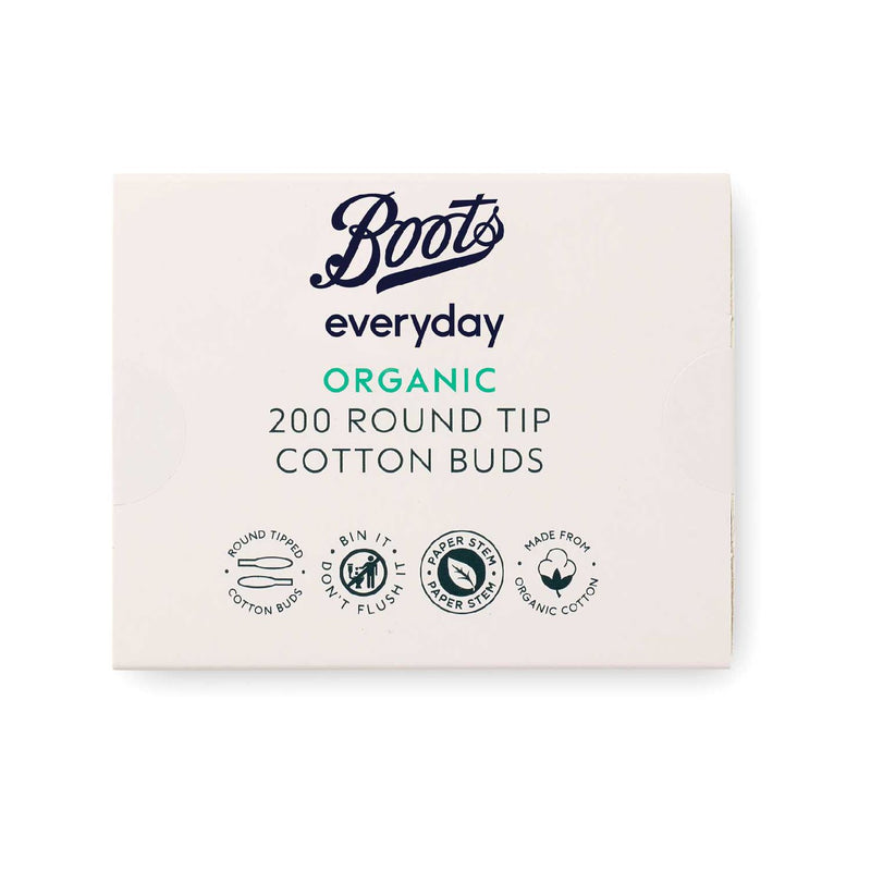 Boots organic cotton buds round tip 200 buds - British product