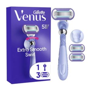 Gillette Venus Extra Smooth Swirl Barberhøvel Starter Kit med 3 bladpåfyll og dusjkrok