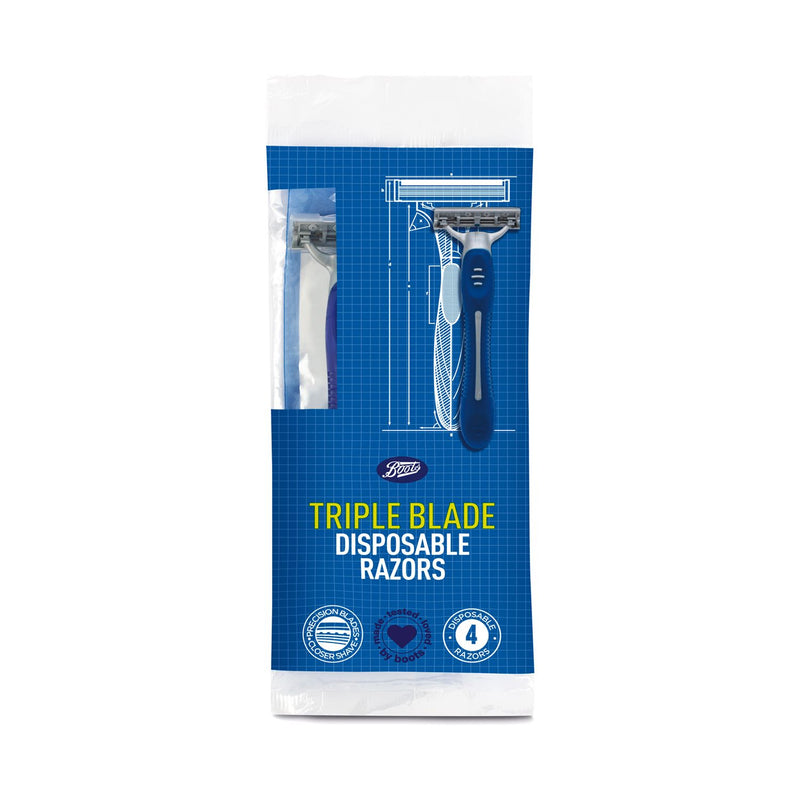 Boots Triple Blade Disposable Razor 4 Pack - British product